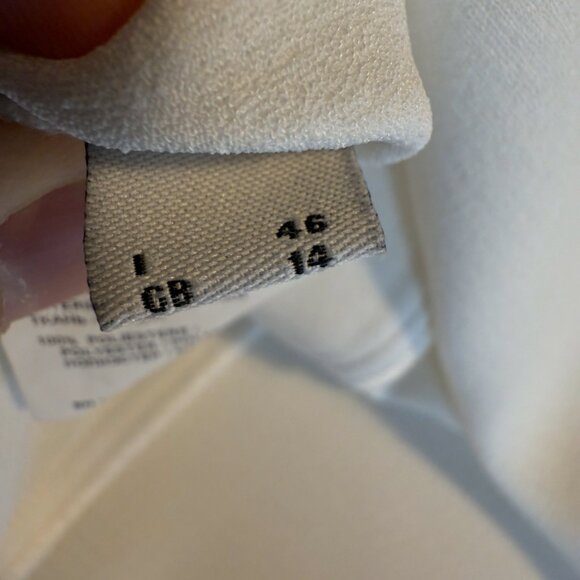 PINKO “Cacciare” Ruffle Side Sleeveless Crepe White Women’s Top Size L US 10 - Picture 7 of 9